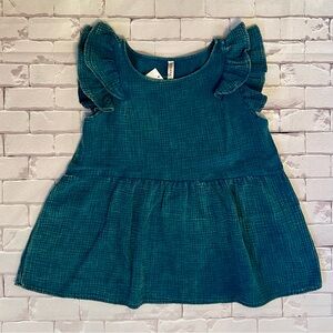 Zenana Teal Ruffle Sleeve Short Sleeve Top